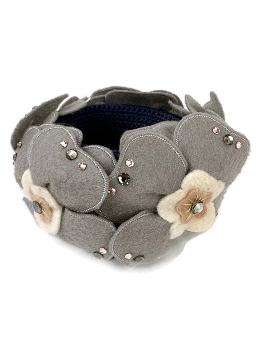 Tarina Tarantino Kyoto Large Felt Floral Swarovski Embellished Bangle Bracelet